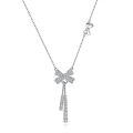 wholesale S925 Silver New Pure Silver Flexible Tassel Bow Necklace for Women, Versatile and Unique Pendant, Small and Exquisite, High-End Feel, Wholesale-0-0
