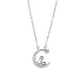wholesale S925 sterling silver zodiac snake pendant, year of the snake, star and moon small snake necklace, women's jewelry-0-4