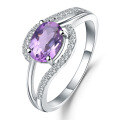 wholesale S925 Sterling Silver Fashionable Light Luxury Natural Amethyst Ring with High-End Design, Set with Natural Sapphire-0-4
