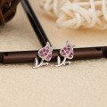 wholesale Sterling Silver Rose with Zircon Ear Studs, Korean Style Minimalist Earrings for Women, Fresh and Delicate Jewelry Wholesale-0-0