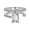 wholesale S925 Sterling Silver High-End Square Oval Ice-Cut Cubic Zirconia Ring for Women, Exquisitely Elegant and Fashionable Closed Band-0-14