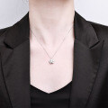Metal Flash Moissanite Four-Leaf Clover Necklace, Women's Luxury Fashion Pendant-0-2