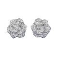 wholesale S925 silver full diamond new Camellia small rose earrings for women, delicate and versatile-0-4