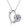 wholesale Pure silver small heart-shaped moissanite necklace for women with a stylish design, a minimalist pendant, and a collarbone chain, perfect as a meaningful gift-0-4