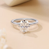 wholesale 18K Gold Plated S925 Sterling Silver Cross-Border New 2 Carat 6*8 Radiant Cut Moissanite Ring for Women Wholesale-Platinum US 9