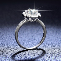 S925 Silver D Color Moissanite Ring, 1 Carat Herry Winston Style-1 carat (zircon)  14 yards