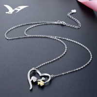 wholesale S925 silver and diamond Korean-style fashion sweet heart-shaped pendant necklace, creative and unique women's collarbone chain-Fashion necklace>925 silver