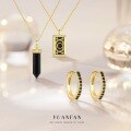 wholesale Sterling Silver S925 Tarot Necklace with Vintage Crystal Pendant, Black Zircon Ring and Earrings Set for Women-0-1