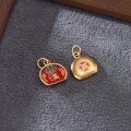 wholesale Gold-plated 925 Ancient Silver Enamel Fortune Attraction and Blessing Drop Pendant for DIY Bracelet String Accessory-0-3