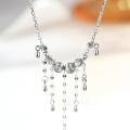 925 Sterling Silver Cat-Eye Brushed Pendant Necklace with Tassel-0-4
