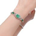 wholesale S925 Sterling Silver New Simulated Emerald 8*10 Bracelet for Women, Elegant High-End European and American Style Bracelet-0-4