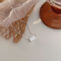 wholesale S925 Sterling Silver Brushed Square Pendant Necklace for Women, New Arrival High-End Versatile Choker-0-1