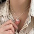 wholesale 925 Sterling Silver Pendant Necklace with English Letters, Women's Korean Summer Minimalist Design Luxury DIY Accessory-0-4