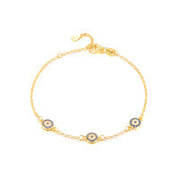 wholesale 925 Sterling Silver Evil Eye Bracelet Light Luxury High-End Inlaid Blue Zircon Chain Cross-Border Europe, America, and Middle East Jewelry-Style 8-Gold 925 Silver