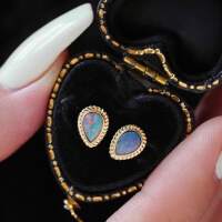 wholesale S925 Sterling Silver Red Elk Stud Earrings for Women with Genuine Australian Gemstone, Fashionable, Luxurious, Versatile for Daily Wear, Ideal for Gifting-BE0049-Gold 925 Silver