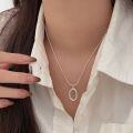 wholesale S925 Sterling Silver Oval Snake Bone Chain Necklace for Women, Korean Spring and Summer New Arrival, Small and Exquisite Design, Versatile and Minimalist Collarbone Chain-0-2