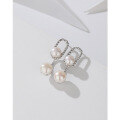 wholesale S925 Sterling Silver Double Freshwater Pearl Earrings for Women, Minimalist Luxury Ear Studs, Elegant New Small Trendy Accessories-0-0