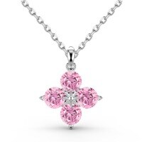 wholesale S925 sterling silver trending Xiaohongshu round four-leaf clover zirconia inlaid design elegant fashion pendant necklace-DY190718-SW-PK>925 silver