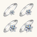 wholesale [S925 Sterling Silver] T's Classic Six-Prong Moissanite Ring for Women, Luxe Minimalist Style, High-End Wedding Band, Cross-Border Best Seller-0-1