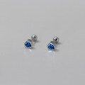wholesale S925 Sterling Silver Ins Style Blue Diamond Heart Stud Earrings Student Small and Exquisite Women's Jewelry M03248-0-2