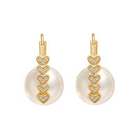 wholesale S925 Silver Plated 14k Gold French Pearl Earrings, Fall New Collection-Pearl Earrings 925 Silver