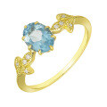wholesale 10K Gold Jewelry Japanese Retro Light Luxury London Blue Topaz Moissanite Ring Wholesale-0-4