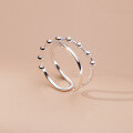 wholesale S925 Sterling Silver Beaded Cross Light Bead Ring Design Fashion Minimalist Personality Ring R01447-0-3