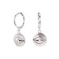 wholesale Sterling Silver Evil Eye Hoop Earrings with Circular Pendant, Trendy and Unique Eye Design, Niche Stylish Ear Accessories-0-6