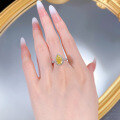wholesale S925 Silver Zhuo Zhifan New 7*11 Waterdrop Yellow Diamond Radiant Ring for Women Cross-Border Dropshipping-0-3