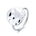 wholesale S925 Sterling Silver Irregular Trendy Concave-Convex Surface Round Ring Minimalist Design Niche Elegance Finger Ring-0-4