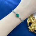 wholesale S925 Silver New Simulation Emerald 8*11 Oval Bracelet, Generous Ins European and American Style-0-3