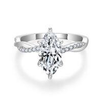 wholesale Metal material first: 2 carat full moissanite ring in new marquise 6*12mm for women engagement wedding band-Secondary Ring US size 6.5 (HK size 14)