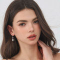 S925 Sterling Silver Pearl Earrings Elegant Lady Style-0-1
