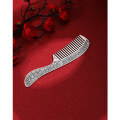 wholesale S999 Pure Silver Long-handled Silver Comb with Engraved Chinese Character "Fu", Handmade for Gua Sha, Solid Silver Hair Comb, Mother's Day Gift Wholesale-0-1