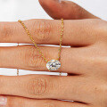 14K Gold Plated 925 Silver Moissanite Oval Egg Pendant Necklace for Women Cross-border Supply-0-2