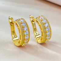 wholesale S925 Sterling Silver French Hollow-Out Earrings, Retro Court Style, Light Luxury High-End Ear Accessories with an Elegant Design-E428 Gold Earrings 925 Silver