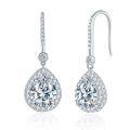 wholesale 18k Gold Plated S925 Silver New Cross-Border Live Stream 7*9mm Pear Shape Full Moissanite Ear Hook-0-0