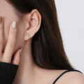 wholesale S925 Sterling Silver Minimalist Hollow-out Heart Ear Clasps, Versatile Shiny Earrings-0-4