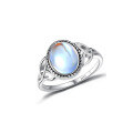 wholesale S925 sterling silver oval moonstone ring for women, lightweight luxury, niche fashion, elegant and delicate index finger ring-0-4