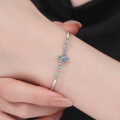 S925 Sterling Silver Adjustable Four-Leaf Clover & Moissanite Bracelet-0-2