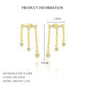 wholesale S925 Sterling Silver Cross-border Wholesale Star Moon Micro-inlaid Tassel Earring Set-0-20