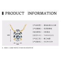 925 Silver 2-Carat Pink Diamond Invisible Necklace Mermaid's Tear Dopamine Pendant-Pigeon egg necklace [K gold]  925 silver
