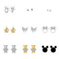wholesale 925 Silver Cute Animal Pure Silver Stud Earrings Element Simple Minimalist Light Luxury Style Non-removable Earrings-0-2
