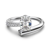 wholesale S925 Sterling Silver Cross-Border Live Streaming Women's Ring, Small and Minimalist, Luxurious and High-End, Oval 8A Ice Flower Cut High-Carbon Diamond Silver Ring-Platinum DY121035-SW-WH 7