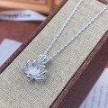 wholesale Fine Silver 999 Maker's Plain Lotus Pendant Necklace, Elegant, Fashionable, Luxurious, Versatile, Minimalist, Casual Collarbone Jewelry-0-5