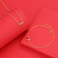 wholesale Pure silver small and delicate sweet heart pendant necklace with a unique design, a red heart-shaped choker set, women's jewelry-heart-shaped bracelet