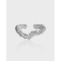 wholesale S925 Sterling Silver Korean-style INS Niche Design Minimalist Versatile Twisted Rope Open Ring for Women-0-0