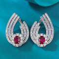 wholesale S925 Silver New Fashion Banquet-style Luxury 6*8mm Pigeon Blood Red Earrings High-end Earrings for Women Drop Shipping-0-0