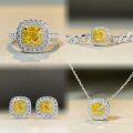 wholesale S925 Sterling Silver Jewelry Set with Full Diamond Inlay, Cross-border Best-seller Yellow Diamond Ring for Women, Including Pendant Necklace, Ring, and Earrings-0-0