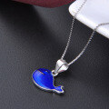 wholesale S925 Sterling Silver New Korean Style Simple Drop Paint Blue Whale Pendant Necklace for Women, Creative Student Silver Jewelry Wholesale-0-2